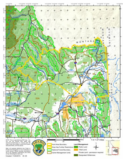 Idaho Department of Fish & Game Controlled Hunt Areas - Turkey - Hunt Area 50-1 digital map