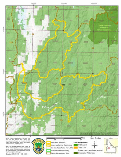 Idaho Department of Fish & Game General Season Hunt Areas - Bear - Portion of Unit 33 digital map
