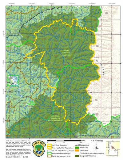 Idaho Department of Fish & Game General Season Hunt Areas - Deer - Unit 17 digital map