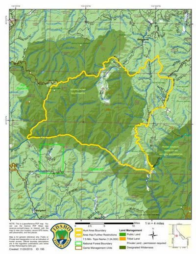 Idaho Department of Fish & Game General Season Hunt Areas - Deer - Unit 19 digital map