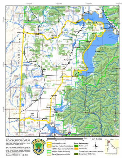 Idaho Department of Fish & Game General Season Hunt Areas - Deer - Unit 2 (Except Farragut SP) digital map