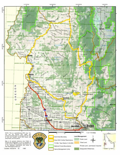 Idaho Department of Fish & Game General Season Hunt Areas - Deer - Unit 32 (Exception) digital map