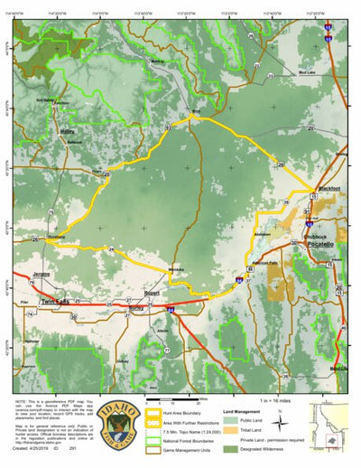 Idaho Department of Fish & Game General Season Hunt Areas - Elk - Big Desert Zone digital map