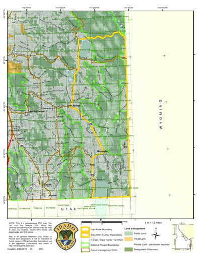 Idaho Department of Fish & Game General Season Hunt Areas - Elk - Diamond Creek Zone digital map