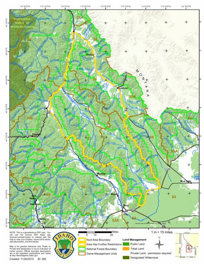 Idaho Department of Fish & Game General Season Hunt Areas - Elk - Lemhi Zone digital map