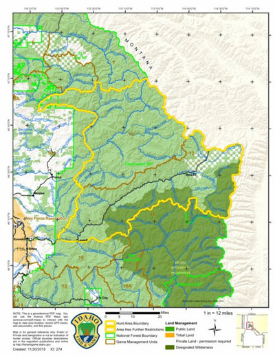 Idaho Department of Fish & Game General Season Hunt Areas - Elk - Lolo Zone digital map