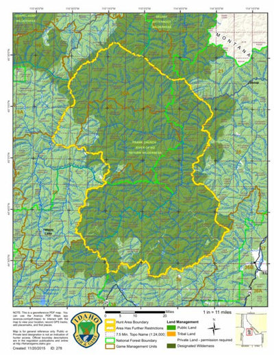 Idaho Department of Fish & Game General Season Hunt Areas - Elk - Middle Fork Zone digital map