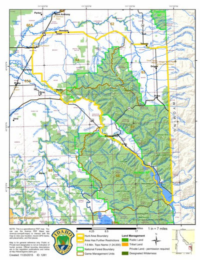 Idaho Department of Fish & Game General Season Hunt Areas - Elk - Palisades Zone digital map