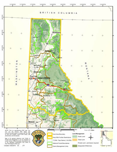 Idaho Department of Fish & Game General Season Hunt Areas - Elk - Panhandle Zone digital map