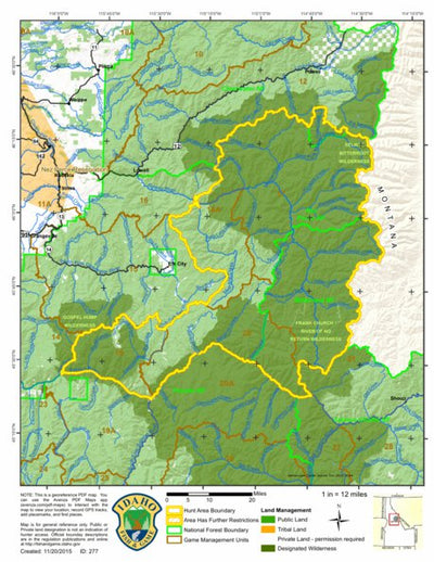 Idaho Department of Fish & Game General Season Hunt Areas - Elk - Selway Zone digital map