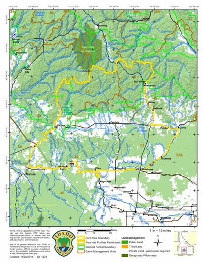 Idaho Department of Fish & Game General Season Hunt Areas - Elk - Smoky-Bennett Zone digital map
