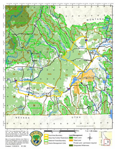 Idaho Department of Fish & Game General Season Hunt Areas - Elk - Snake River Zone digital map