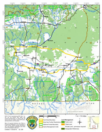 Idaho Department of Fish & Game General Season Hunt Areas - Elk - Unit 53 digital map