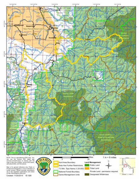 General Season Hunt Areas - Elk - Units 14 and 16 Map by Idaho ...