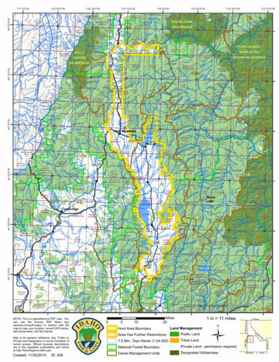 Idaho Department of Fish & Game General Season Hunt Areas - Elk - Units 23 and 24 outside NF Boundary digital map