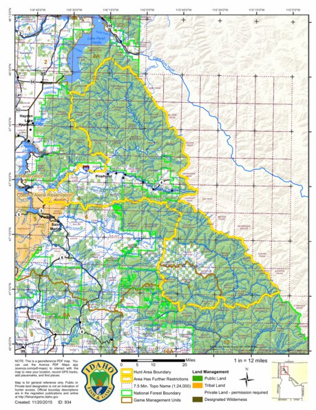 General Season Hunt Areas - Elk - Units 4, 7 and 9 Map by Idaho ...