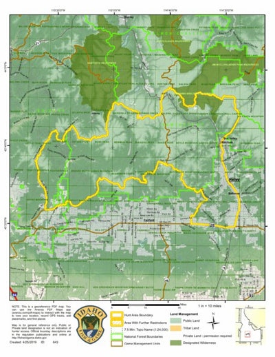 Idaho Department of Fish & Game General Season Hunt Areas - Elk - Units 43 and 48 digital map