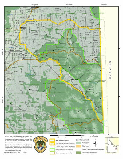 Idaho Department of Fish & Game General Season Hunt Areas - Elk - Units 64, 65, and 67 digital map