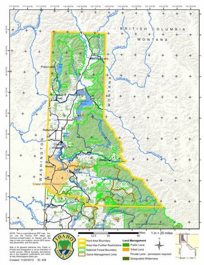 Idaho Department of Fish & Game General Season Hunt Areas - Furbearer - Panhandle Furbearer Region digital map