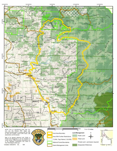 General Season Hunt Areas - Lion - Unit 10A Map by Idaho Department of ...
