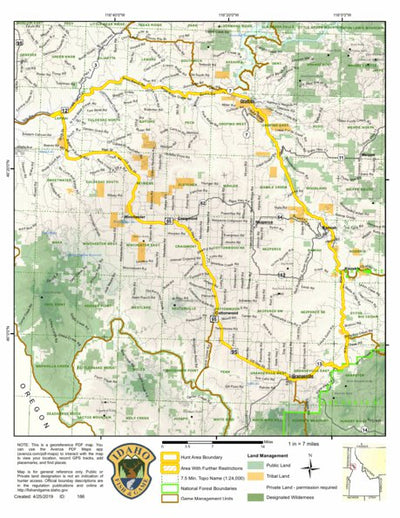 Idaho Department of Fish & Game General Season Hunt Areas - Lion - Unit 11A digital map