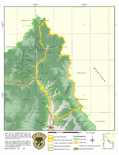 Idaho Department of Fish & Game General Season Hunt Areas - Lion - Unit 21A digital map