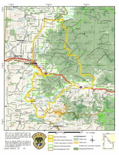Idaho Department of Fish & Game General Season Hunt Areas - Lion - Unit 3 digital map