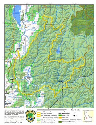 Idaho Department of Fish & Game General Season Hunt Areas - Lion - Unit 33 digital map