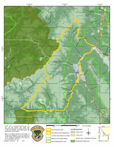 Idaho Department of Fish & Game General Season Hunt Areas - Lion - Unit 36B digital map