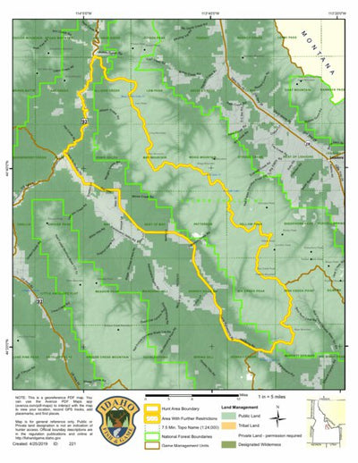 Idaho Department of Fish & Game General Season Hunt Areas - Lion - Unit 37A digital map