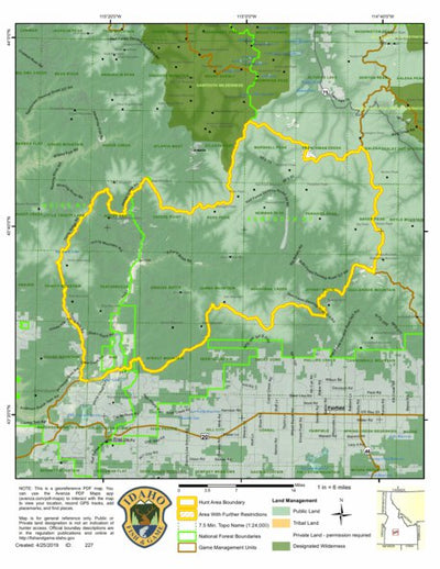 Idaho Department of Fish & Game General Season Hunt Areas - Lion - Unit 43 digital map