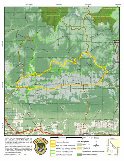 Idaho Department of Fish & Game General Season Hunt Areas - Lion - Unit 44 digital map