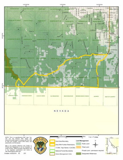 Idaho Department of Fish & Game General Season Hunt Areas - Lion - Unit 47 digital map
