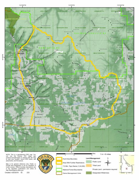 General Season Hunt Areas - Lion - Unit 49 Map by Idaho Department of ...