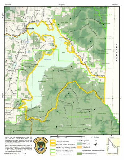 Idaho Department of Fish & Game General Season Hunt Areas - Lion - Unit 4A digital map