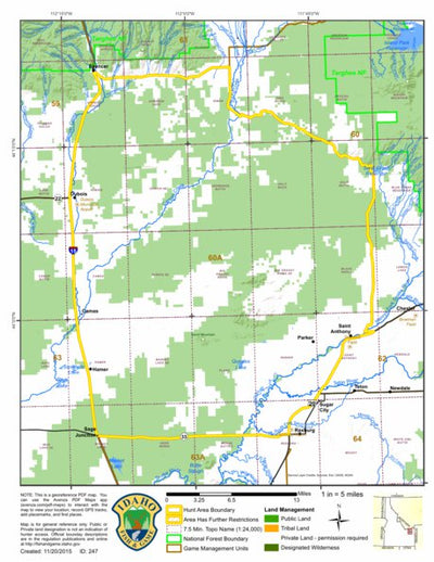 Idaho Department of Fish & Game General Season Hunt Areas - Lion - Unit 60A digital map