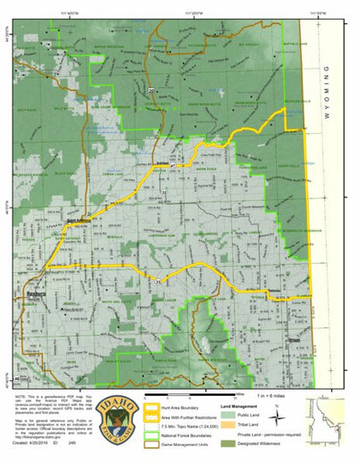 Idaho Department of Fish & Game General Season Hunt Areas - Lion - Unit 62 digital map