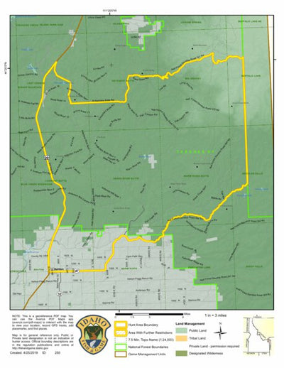 Idaho Department of Fish & Game General Season Hunt Areas - Lion - Unit 62A digital map