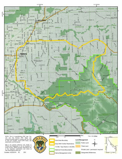 Idaho Department of Fish & Game General Season Hunt Areas - Lion - Unit 64 digital map