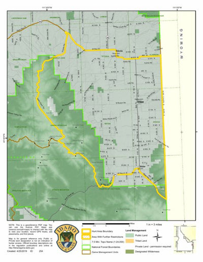 Idaho Department of Fish & Game General Season Hunt Areas - Lion - Unit 65 digital map