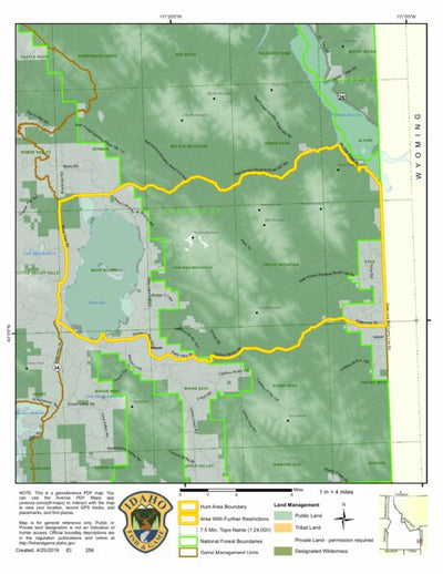 Idaho Department of Fish & Game General Season Hunt Areas - Lion - Unit 66A digital map
