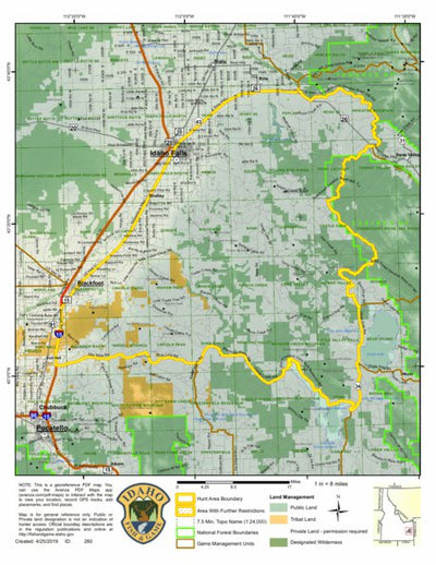 Idaho Department of Fish & Game General Season Hunt Areas - Lion - Unit 69 digital map