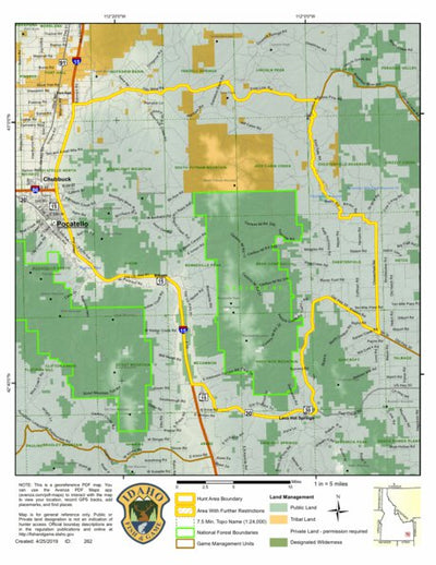 Idaho Department of Fish & Game General Season Hunt Areas - Lion - Unit 71 digital map