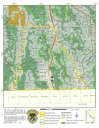 Idaho Department of Fish & Game General Season Hunt Areas - Turkey - Unit 73 digital map