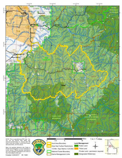 Idaho Department of Fish & Game General Season Hunt Areas - Wolf - Unit 15 private lands only digital map