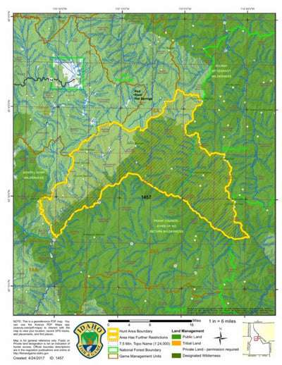 Idaho Department of Fish & Game General Season Hunt Areas - Wolf - Unit 20 private lands only digital map