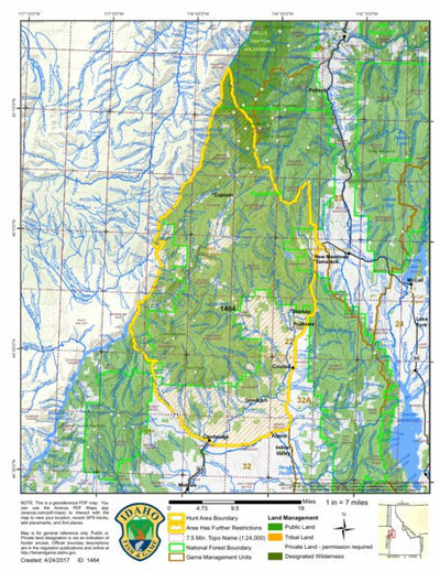 Idaho Department of Fish & Game General Season Hunt Areas - Wolf - Unit 22 private lands only digital map