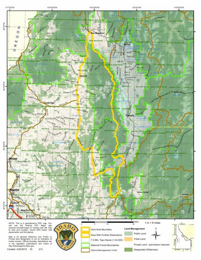 Idaho Department of Fish & Game General Season Hunt Areas - Wolf - Unit 32A digital map