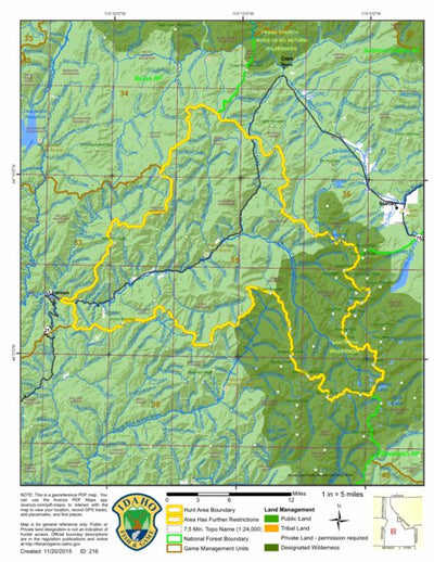 Idaho Department of Fish & Game General Season Hunt Areas - Wolf - Unit 35 digital map