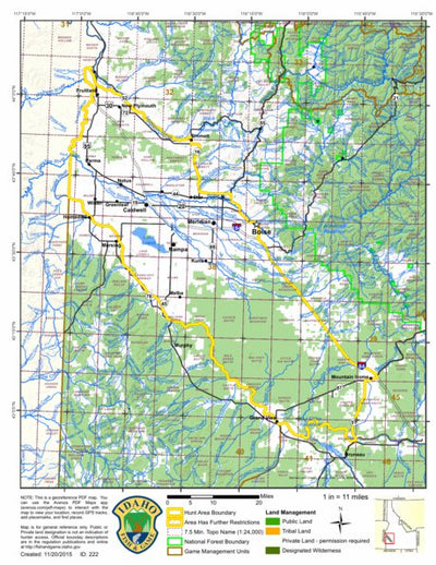 Idaho Department of Fish & Game General Season Hunt Areas - Wolf - Unit 38 digital map